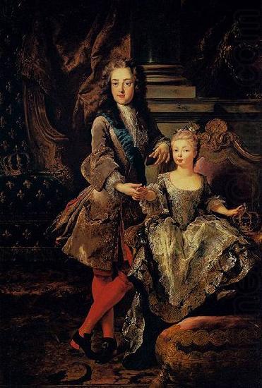 Portrait of Louis XV of France with his, Francois de Troy